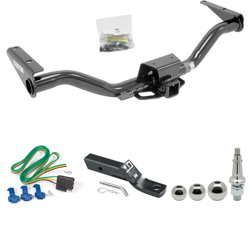 Fits 2015-2022 Chevrolet Colorado Trailer Hitch Tow PKG w/ 4-Flat Wiring + Ball Mount w/ 2" Drop + Interchangeable Ball 1-7/8" & 2" & 2-5/16" By Draw-Tite