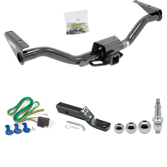 Fits 2015-2022 Chevrolet Colorado Trailer Hitch Tow PKG w/ 4-Flat Wiring + Ball Mount w/ 2" Drop + Interchangeable Ball 1-7/8" & 2" & 2-5/16" By Draw-Tite