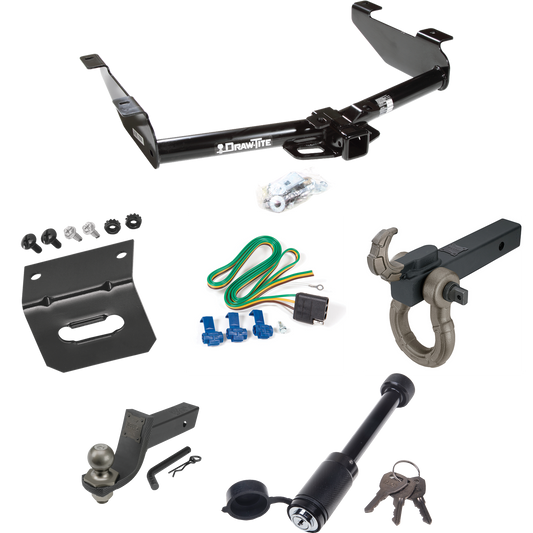 Fits 2003-2007 Chevrolet Silverado 2500 HD Trailer Hitch Tow PKG w/ 4-Flat Wiring + Interlock Tactical Starter Kit w/ 3-1/4" Drop & 2" Ball + Tactical Hook & Shackle Mount + Tactical Dogbone Lock + Wiring Bracket (For (Classic) Models) By Draw-Tite