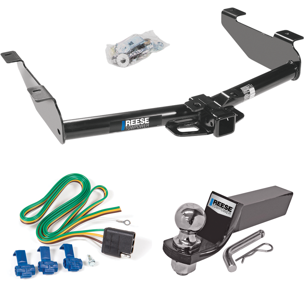 Fits 2003-2007 GMC Sierra 3500 Trailer Hitch Tow PKG w/ 4-Flat Wiring + Starter Kit Ball Mount w/ 2" Drop & 2" Ball (For (Classic) Models) By Reese Towpower