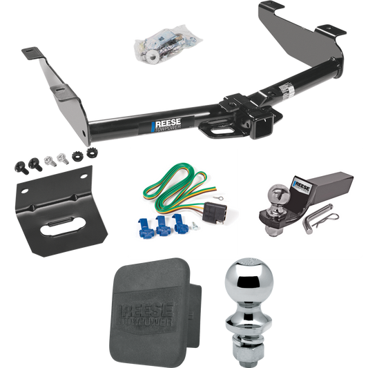 Fits 2003-2007 Chevrolet Silverado 3500 Trailer Hitch Tow PKG w/ 4-Flat Wiring + Starter Kit Ball Mount w/ 2" Drop & 2" Ball + 1-7/8" Ball + Wiring Bracket + Hitch Cover (For (Classic) Models) By Reese Towpower