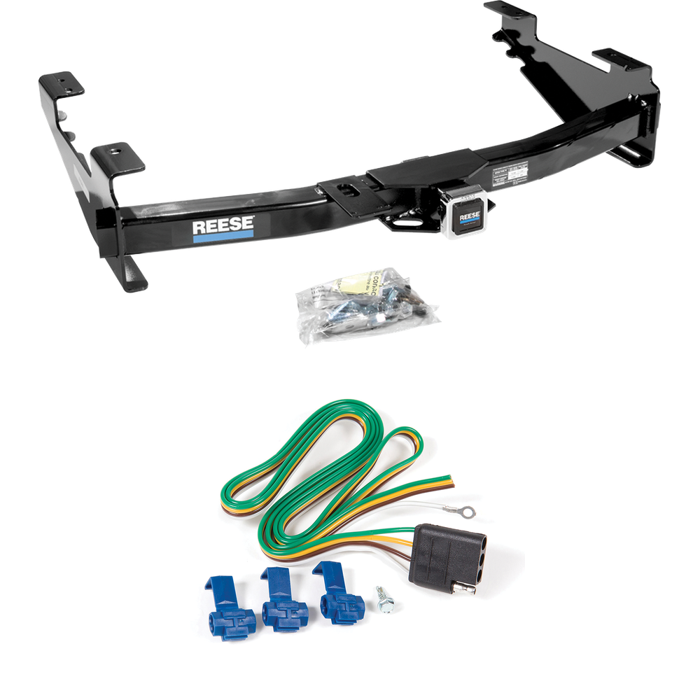 Fits 2001-2002 GMC Sierra 3500 Trailer Hitch Tow PKG w/ 4-Flat Wiring Harness By Reese Towpower