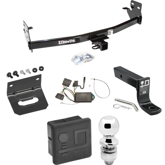 Fits 2006-2006 Isuzu i-350 Trailer Hitch Tow PKG w/ 4-Flat Wiring + Ball Mount w/ 4" Drop + 2" Ball + Wiring Bracket + Hitch Cover By Draw-Tite