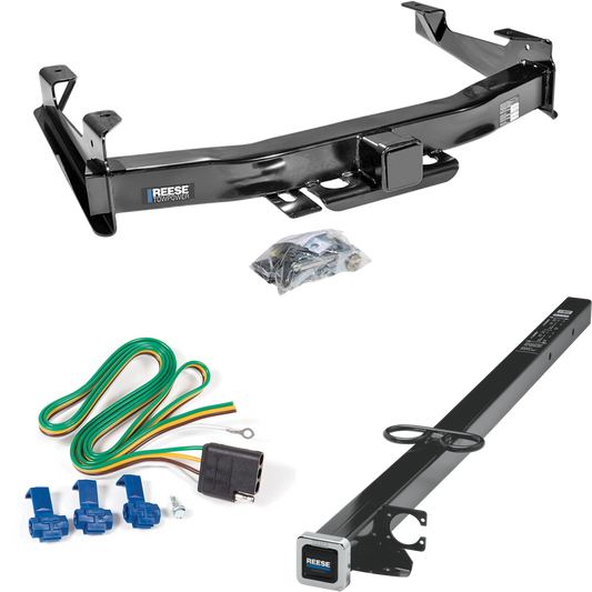 Fits 2003-2006 Chevrolet Silverado 3500 Trailer Hitch Tow PKG w/ 4-Flat Wiring Harness + 2-1/2" to 2" Adapter 41" Length (For (Classic) Models) By Reese Towpower