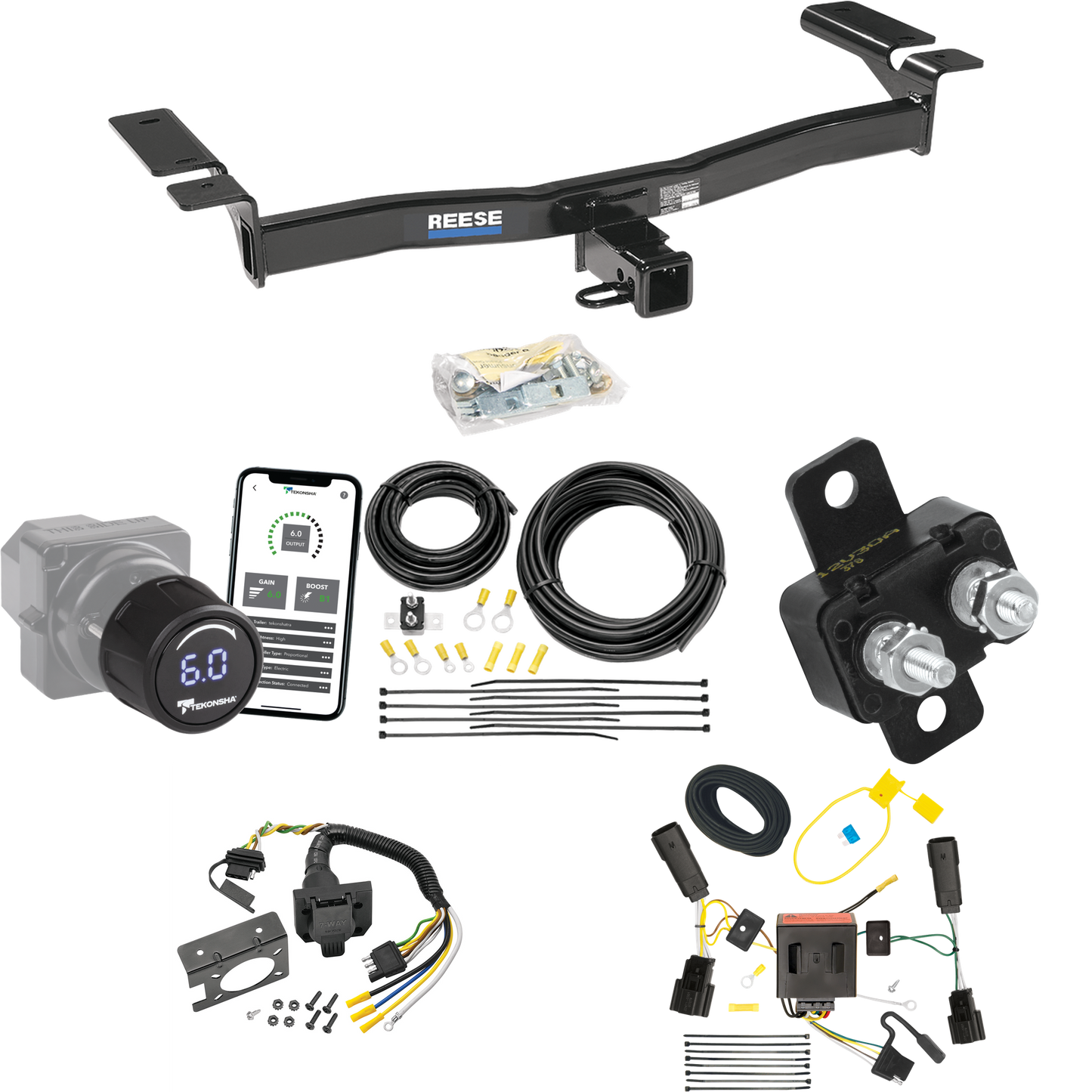 Fits 2011-2015 Lincoln MKX Trailer Hitch Tow PKG w/ Tekonsha Prodigy iD Bluetooth Wireless Brake Control + 7-Way RV Wiring By Reese Towpower