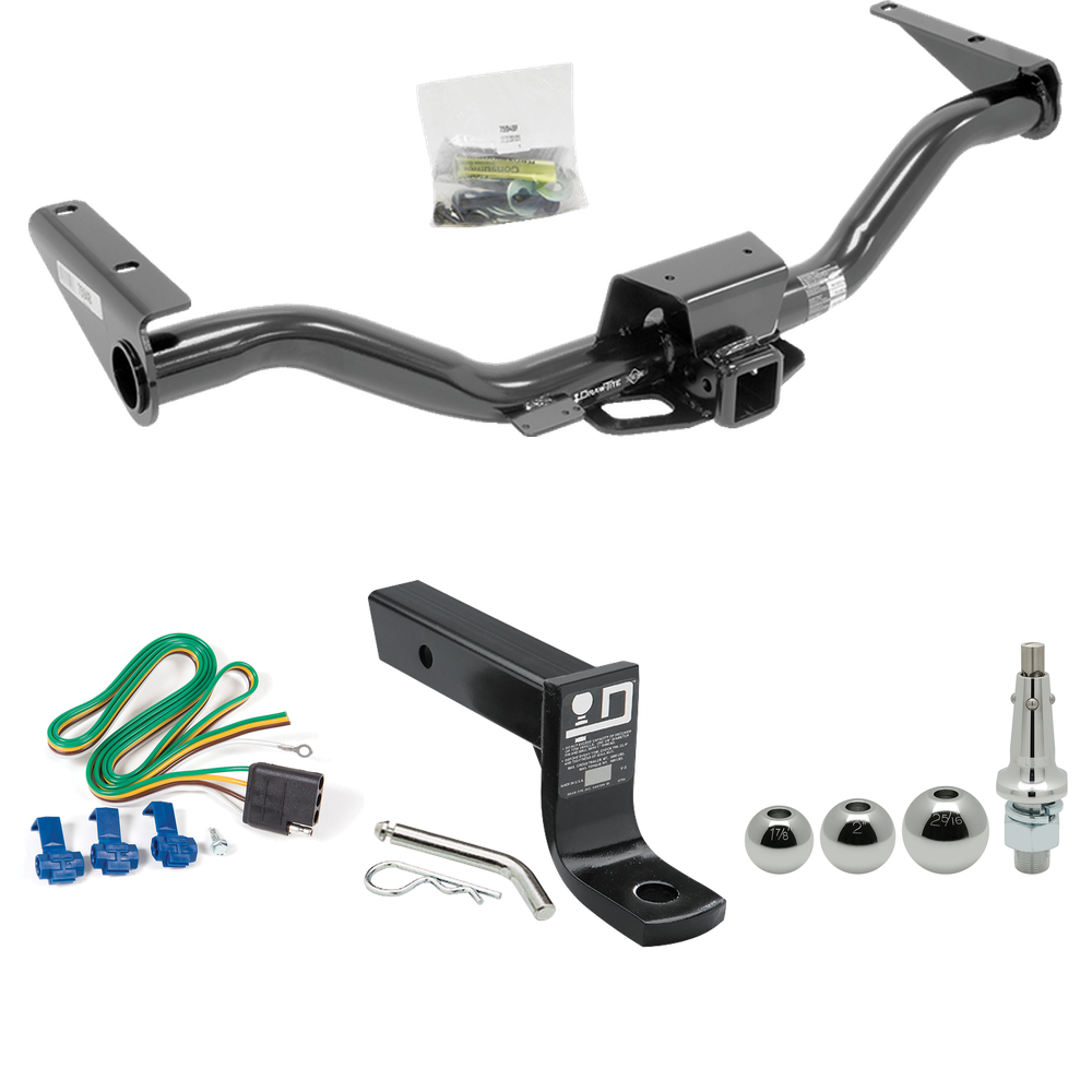 Fits 2015-2022 GMC Canyon Trailer Hitch Tow PKG w/ 4-Flat Wiring + Ball Mount w/ 4" Drop + Interchangeable Ball 1-7/8" & 2" & 2-5/16" By Draw-Tite