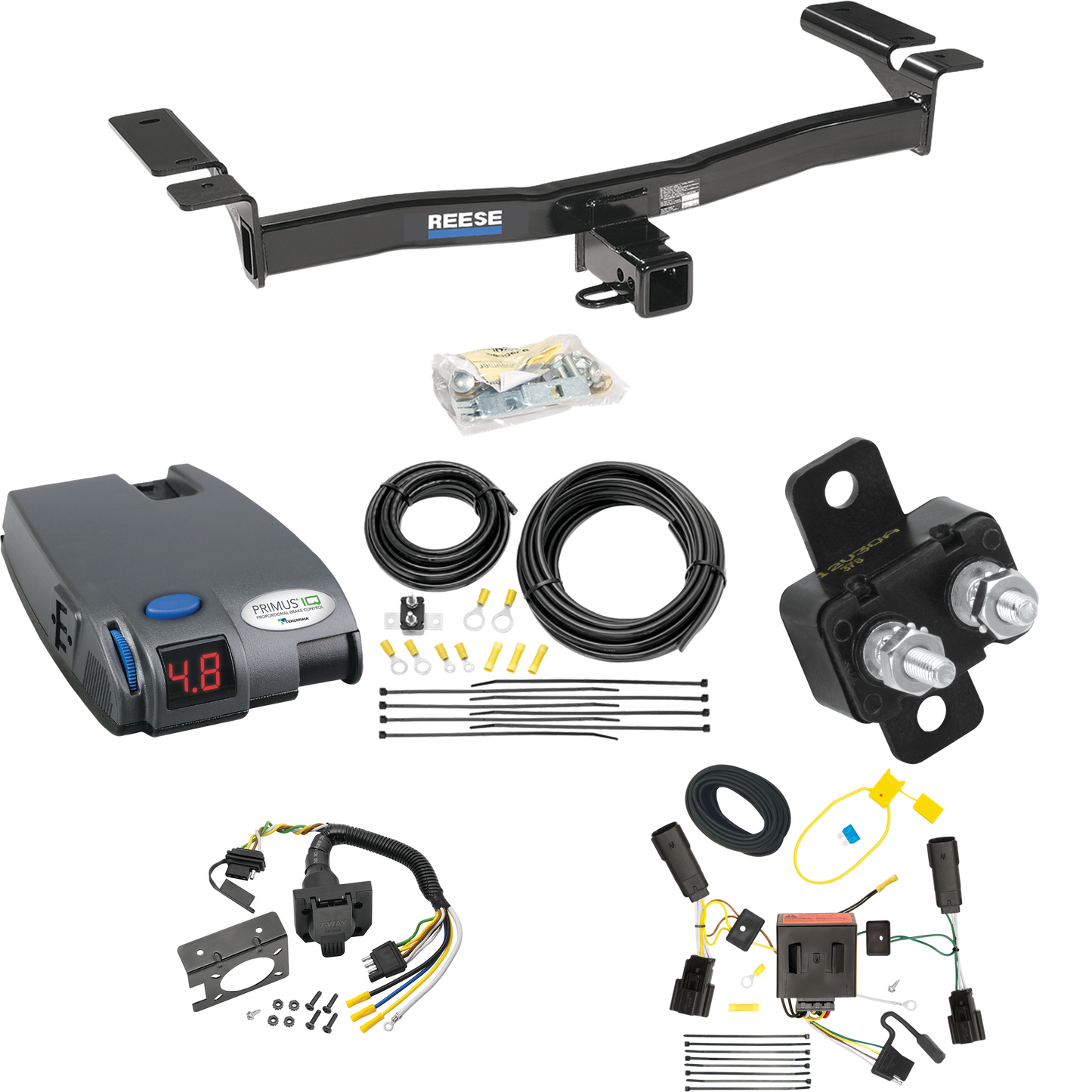 Fits 2011-2015 Lincoln MKX Trailer Hitch Tow PKG w/ Tekonsha Primus IQ Brake Control + 7-Way RV Wiring By Reese Towpower