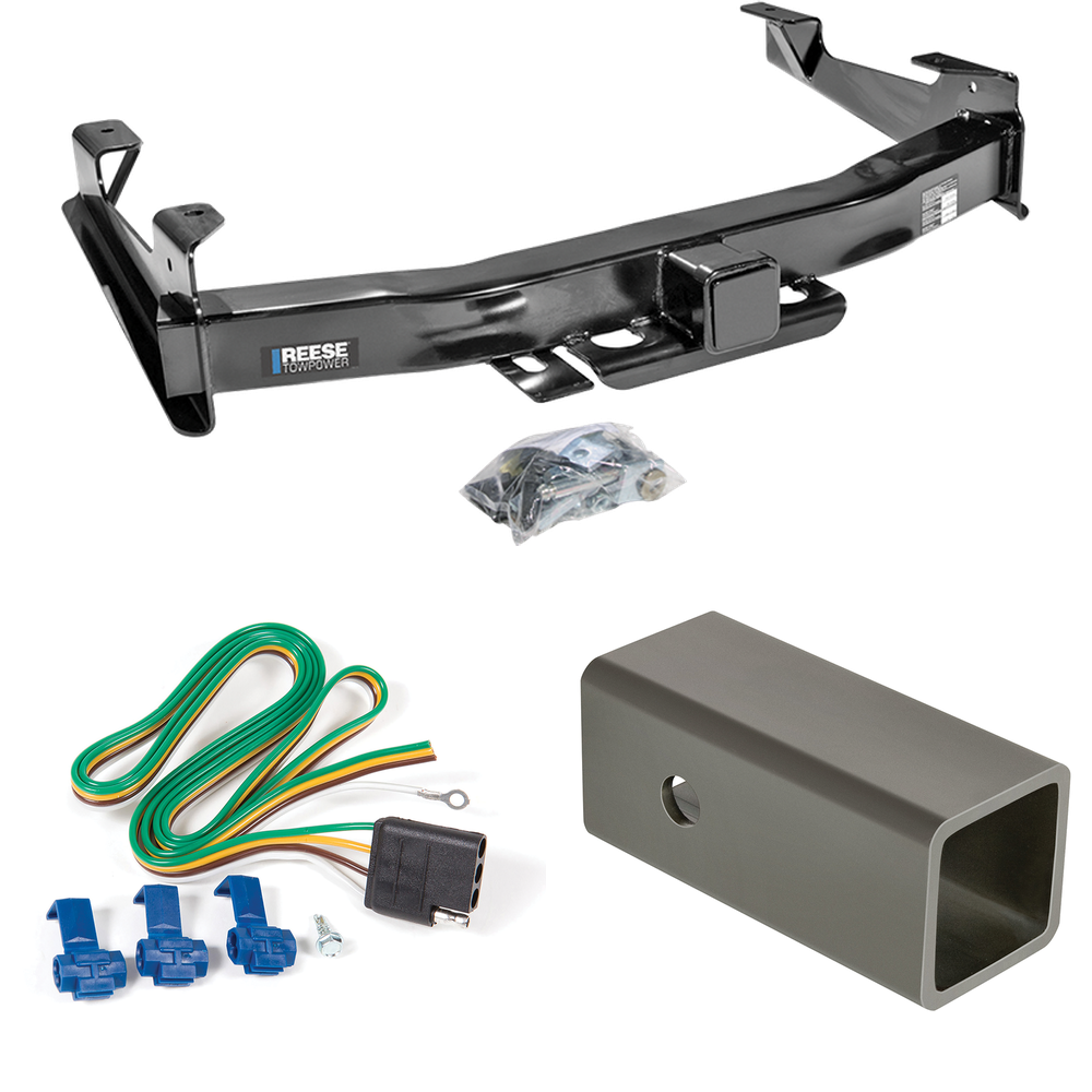 Se adapta al paquete de enganche de remolque GMC Sierra 3500 2003-2007 con arnés de cableado plano de 4 + adaptador de 2-1/2" a 2" de 6" de largo (para modelos (clásicos)) de Reese Towpower