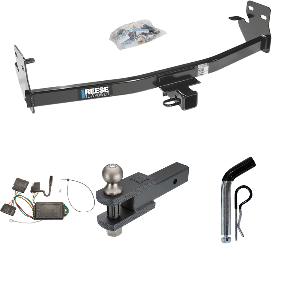 Fits 2004-2012 GMC Canyon Trailer Hitch Tow PKG w/ 4-Flat Wiring + Clevis Hitch Ball Mount w/ 2" Ball + Pin/Clip By Reese Towpower