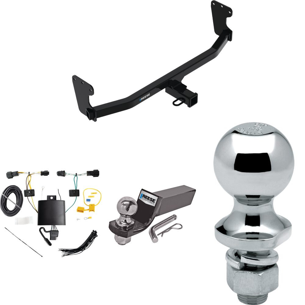 Fits 2022-2023 KIA EV6 Trailer Hitch Tow PKG w/ 4-Flat Wiring + Starter Kit Ball Mount w/ 2" Drop & 2" Ball + 1-7/8" Ball By Reese Towpower