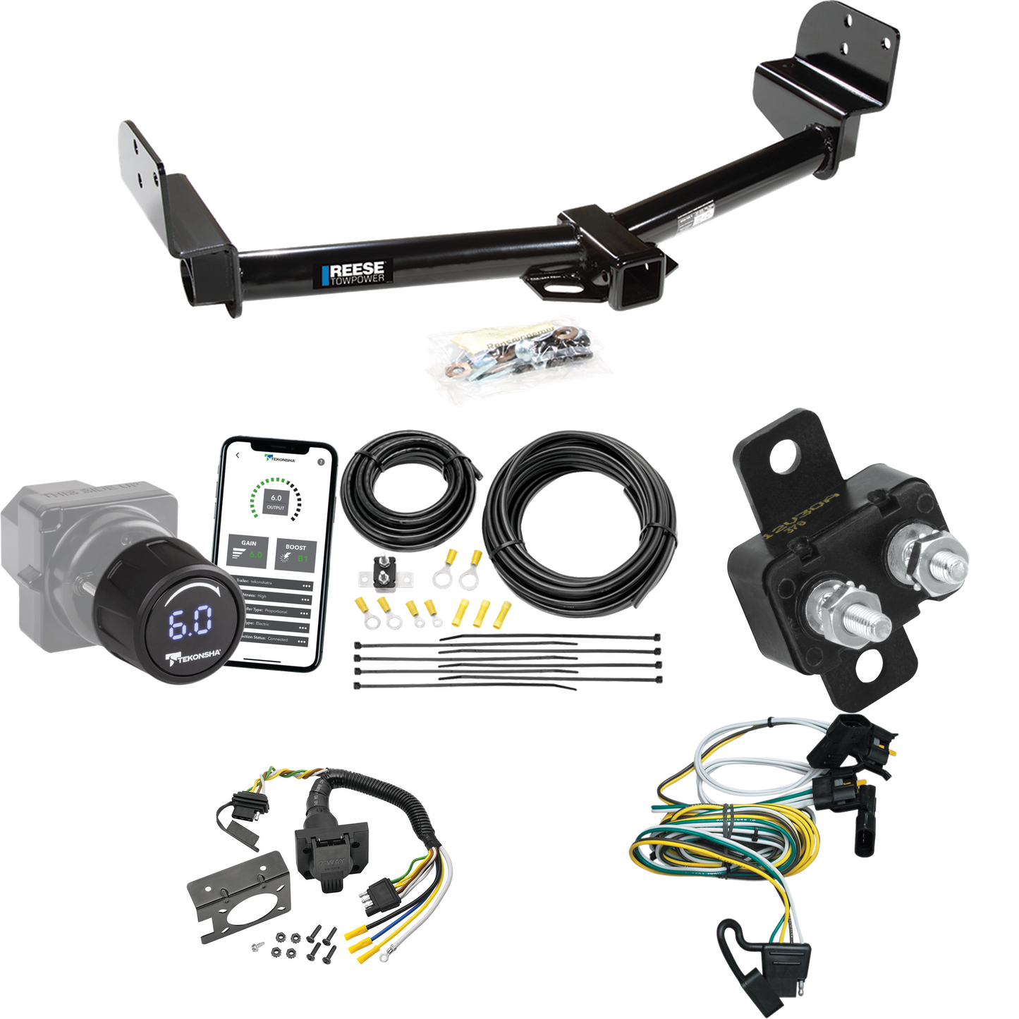 Fits 2002-2003 Ford Explorer Trailer Hitch Tow PKG w/ Tekonsha Prodigy iD Bluetooth Wireless Brake Control + 7-Way RV Wiring By Reese Towpower