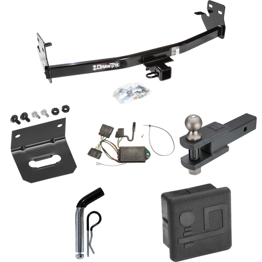 Se adapta al paquete de enganche de remolque Isuzu i-290 2007-2008 con 4 cables planos + soporte de bola de enganche de horquilla con bola de 2" + pasador/clip + soporte de cableado + cubierta de enganche de Draw-Tite