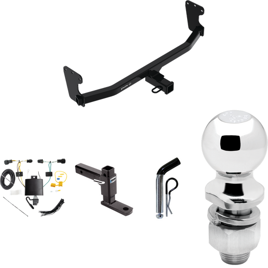 Fits 2022-2023 KIA EV6 Trailer Hitch Tow PKG w/ 4-Flat Wiring Harness + Adjustable Drop Rise Ball Mount + Pin/Clip + 2" Ball By Draw-Tite