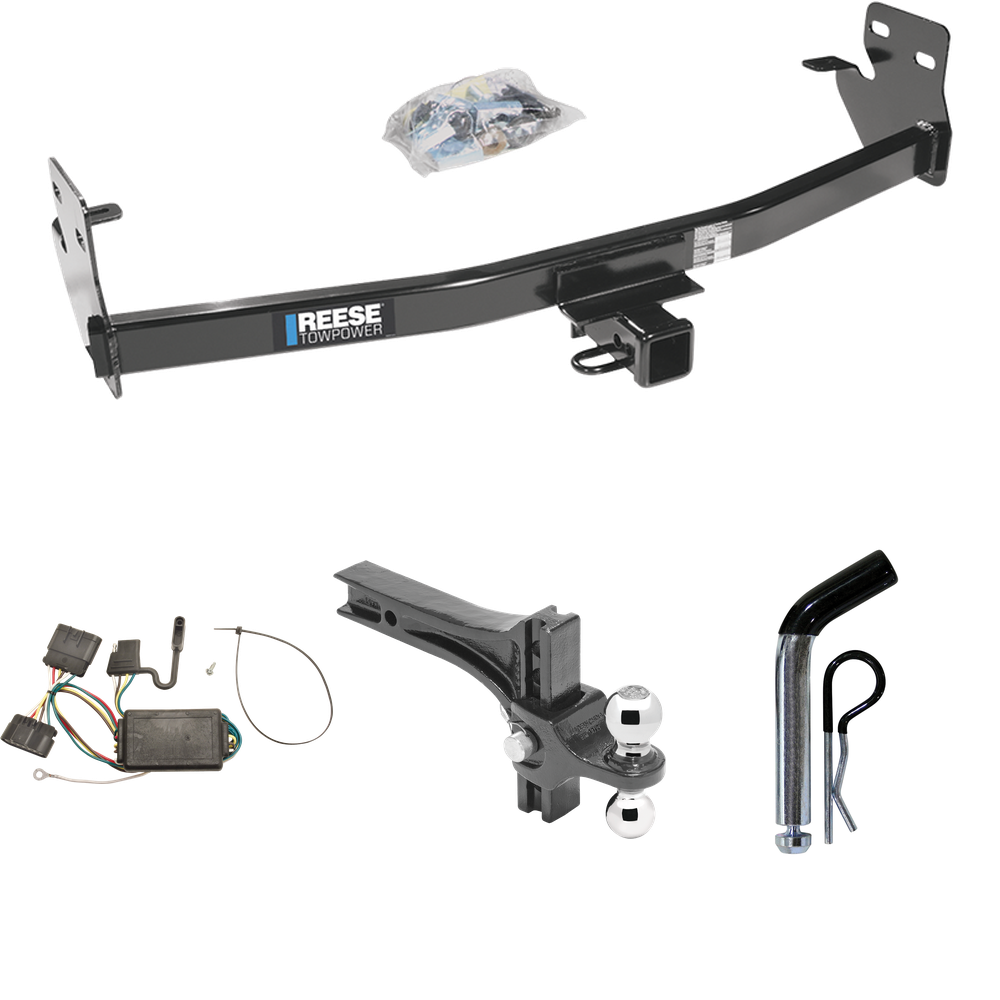 Se adapta al paquete de remolque de enganche de remolque Chevrolet Colorado 2004-2012 con 4 cables planos + soporte de bola de elevación de caída ajustable doble bolas de remolque de 2" y 2-5/16" + pasador/clip de Reese Towpower