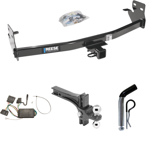 Se adapta al paquete de remolque de enganche de remolque Chevrolet Colorado 2004-2012 con 4 cables planos + soporte de bola de elevación de caída ajustable doble bolas de remolque de 2" y 2-5/16" + pasador/clip de Reese Towpower