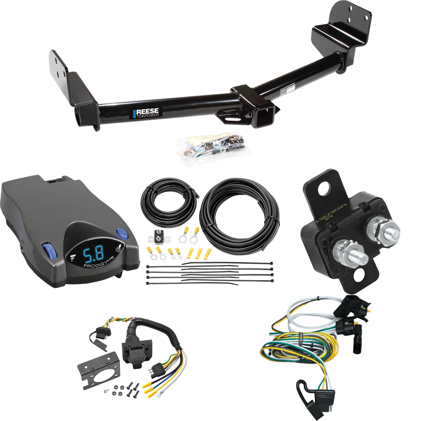 Fits 2002-2003 Ford Explorer Trailer Hitch Tow PKG w/ Tekonsha Prodigy P2 Brake Control + 7-Way RV Wiring By Reese Towpower