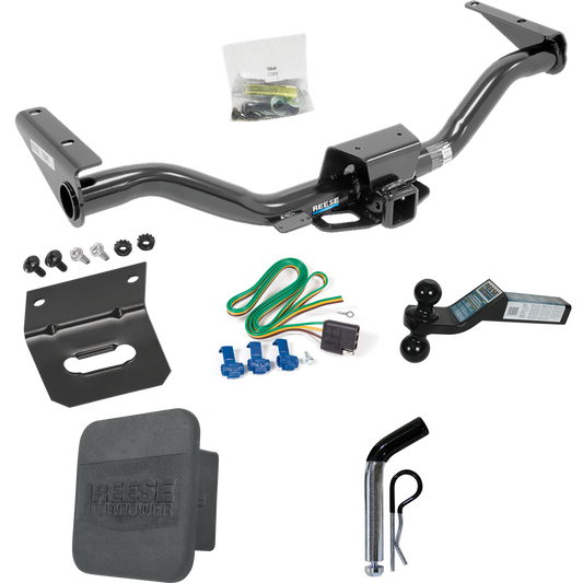 Fits 2015-2022 GMC Canyon Trailer Hitch Tow PKG w/ 4-Flat Wiring + Dual Ball Ball Mount 2" & 2-5/16" Trailer Balls + Pin/Clip + Wiring Bracket + Hitch Cover By Reese Towpower