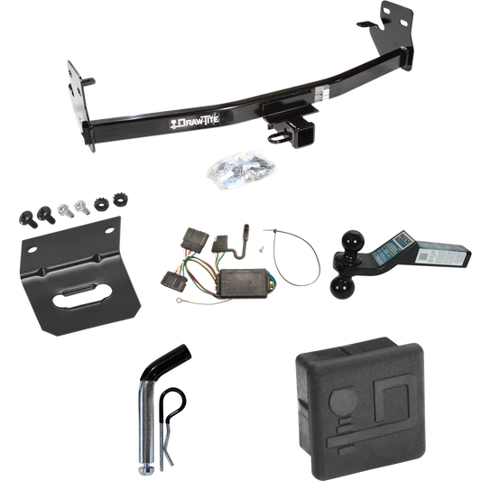 Se adapta al paquete de enganche de remolque Isuzu i-350 2006-2006 con cableado de 4 planos + soporte de bola doble bolas de remolque de 2" y 2-5/16" + pasador/clip + soporte de cableado + cubierta de enganche de Draw-Tite