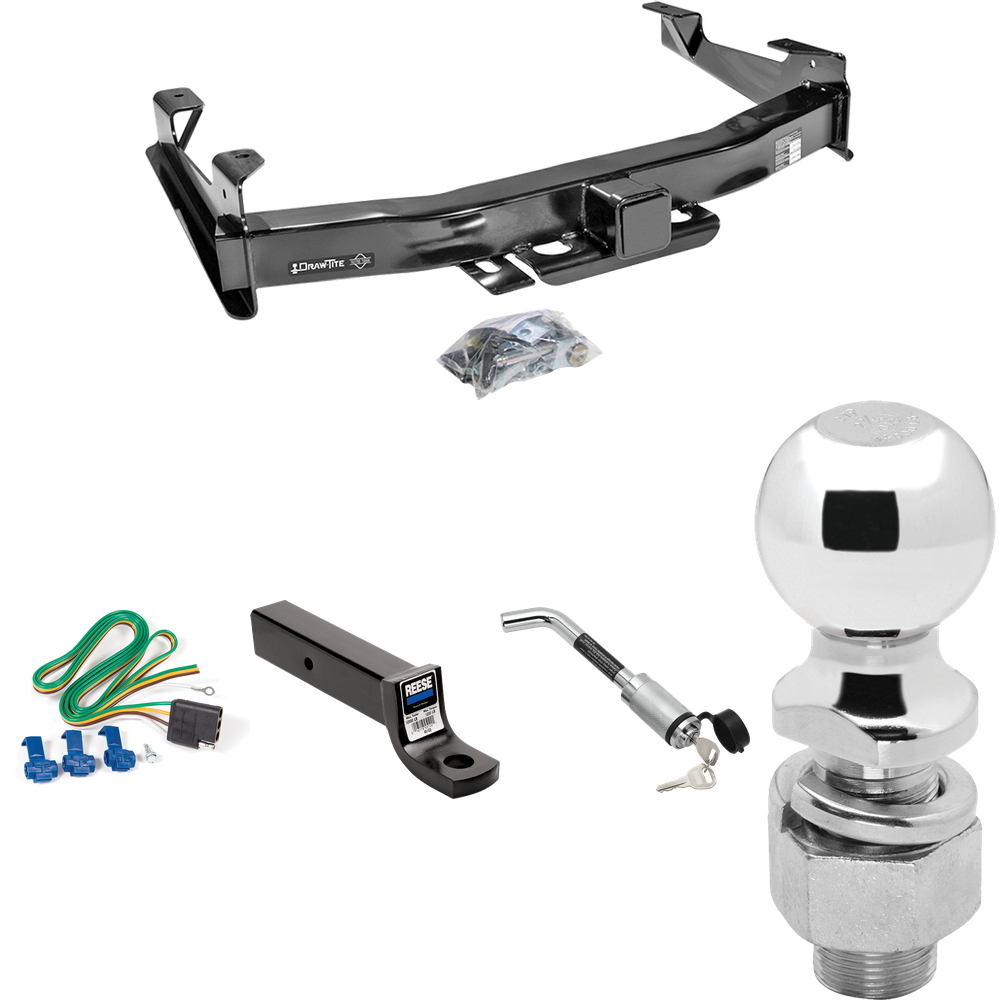 Fits 2003-2006 Chevrolet Silverado 3500 Trailer Hitch Tow PKG w/ 4-Flat Wiring Harness + Ball Mount w/ 3" Drop + Hitch Lock + 2-5/16" Ball (For (Classic) Models) By Draw-Tite