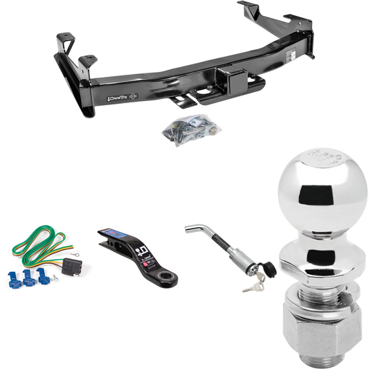 Fits 2003-2007 GMC Sierra 2500 HD Trailer Hitch Tow PKG w/ 4-Flat Wiring Harness + Ball Mount w/ 3" Drop + Hitch Lock + 2-5/16" Ball (For (Classic) Models) By Draw-Tite