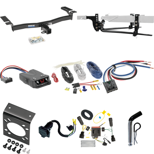 Fits 2011-2015 Lincoln MKX Trailer Hitch Tow PKG w/ 6K Round Bar Weight Distribution Hitch w/ 2-5/16" Ball + Pin/Clip + Tekonsha Brakeman IV Brake Control + Generic BC Wiring Adapter + 7-Way RV Wiring By Reese Towpower