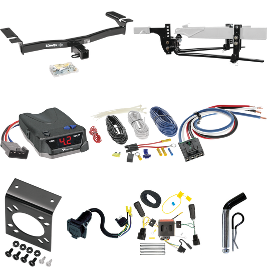 Fits 2011-2015 Lincoln MKX Trailer Hitch Tow PKG w/ 6K Round Bar Weight Distribution Hitch w/ 2-5/16" Ball + Pin/Clip + Tekonsha BRAKE-EVN Brake Control + Generic BC Wiring Adapter + 7-Way RV Wiring By Draw-Tite