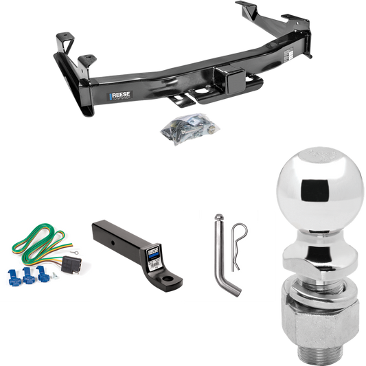 Fits 2001-2002 Chevrolet Silverado 2500 HD Trailer Hitch Tow PKG w/ 4-Flat Wiring Harness + Ball Mount w/ 3" Drop + Pin/Clip + 2-5/16" Ball By Reese Towpower