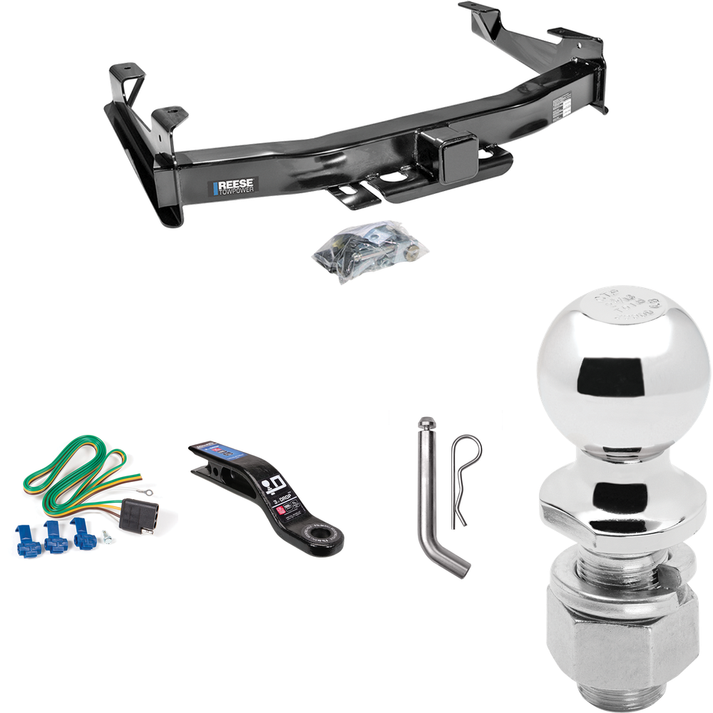 Fits 2003-2007 GMC Sierra 3500 Trailer Hitch Tow PKG w/ 4-Flat Wiring Harness + Ball Mount w/ 3" Drop + Pin/Clip + 2-5/16" Ball (For (Classic) Models) By Reese Towpower