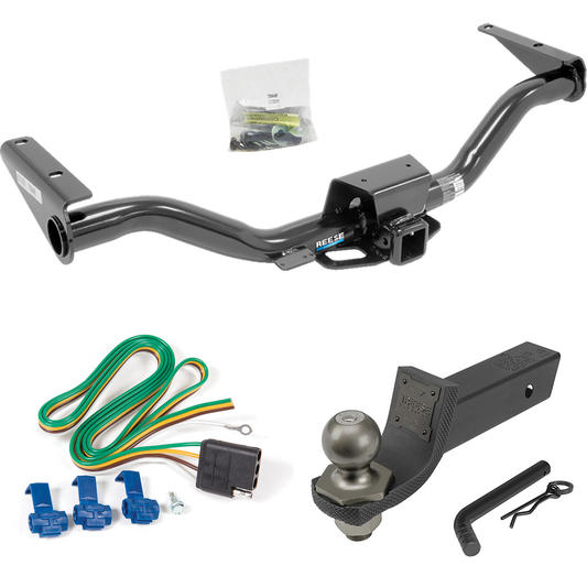 Fits 2015-2022 GMC Canyon Trailer Hitch Tow PKG w/ 4-Flat Wiring + Interlock Tactical Starter Kit w/ 2" Drop & 2" Ball By Reese Towpower