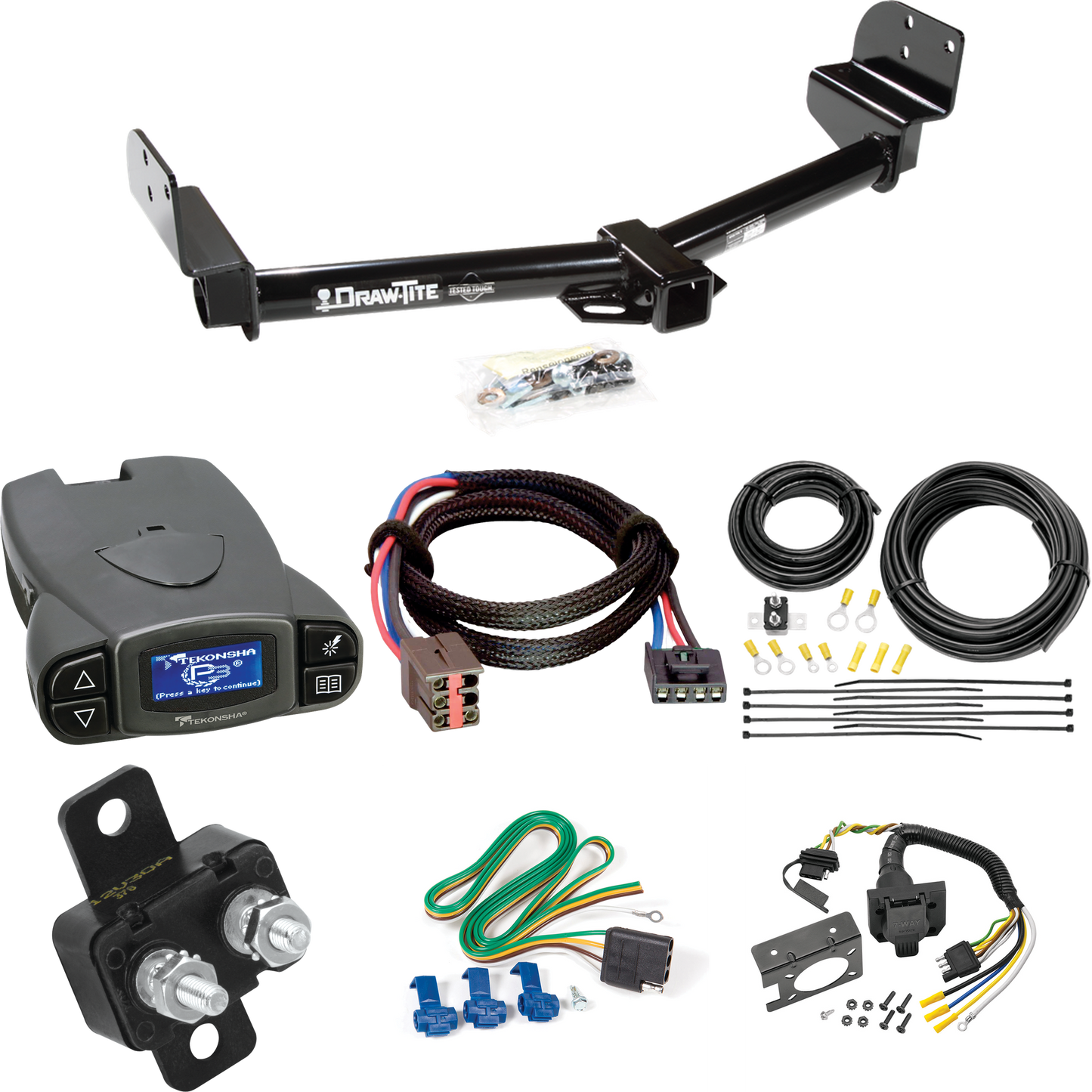 Fits 2004-2005 Ford Explorer Trailer Hitch Tow PKG w/ Tekonsha Prodigy P3 Brake Control + Plug & Play BC Adapter + 7-Way RV Wiring By Draw-Tite