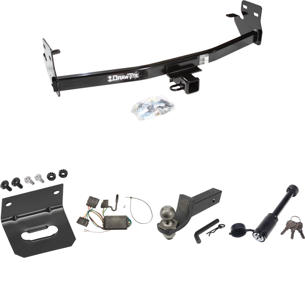 Fits 2007-2008 Isuzu i-290 Trailer Hitch Tow PKG w/ 4-Flat Wiring + Interlock Tactical Starter Kit w/ 2" Drop & 2" Ball + Tactical Dogbone Lock + Wiring Bracket By Draw-Tite