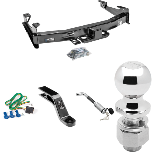 Fits 2003-2007 GMC Sierra 2500 HD Trailer Hitch Tow PKG w/ 4-Flat Wiring Harness + Ball Mount w/ 5" Drop + Hitch Lock + 2-5/16" Ball (For (Classic) Models) By Reese Towpower