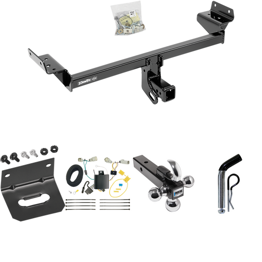 Fits 2016-2018 Lincoln MKX Trailer Hitch Tow PKG w/ 4-Flat Wiring Harness + Triple Ball Ball Mount 1-7/8" & 2" & 2-5/16" Trailer Balls w/ Tow Hook + Pin/Clip + Wiring Bracket By Draw-Tite