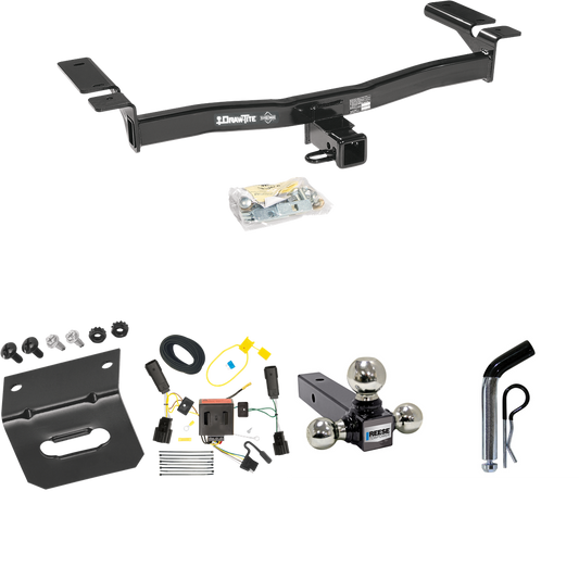 Fits 2011-2015 Lincoln MKX Trailer Hitch Tow PKG w/ 4-Flat Wiring Harness + Triple Ball Ball Mount 1-7/8" & 2" & 2-5/16" Trailer Balls + Pin/Clip + Wiring Bracket By Draw-Tite