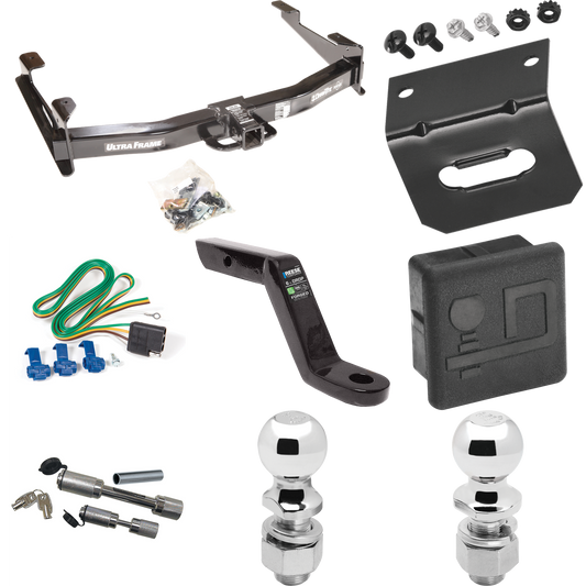 Fits 2003-2007 Chevrolet Silverado 2500 HD Trailer Hitch Tow PKG w/ 4-Flat Wiring Harness + Ball Mount w/ 6" Drop + Dual Hitch & Coupler Locks + 2" Ball + 2-5/16" Ball + Hitch Cover + Wiring Bracket (For (Classic) Models) By Draw-Tite