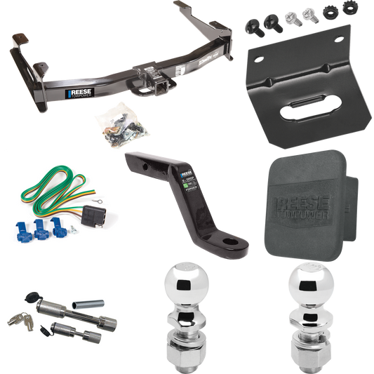 Fits 2001-2002 Chevrolet Silverado 2500 HD Trailer Hitch Tow PKG w/ 4-Flat Wiring Harness + Ball Mount w/ 6" Drop + Dual Hitch & Coupler Locks + 2" Ball + 2-5/16" Ball + Hitch Cover + Wiring Bracket By Reese Towpower