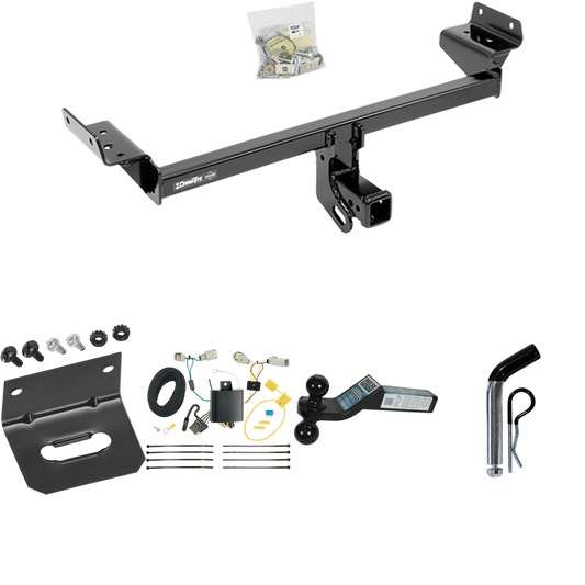 Fits 2016-2018 Lincoln MKX Trailer Hitch Tow PKG w/ 4-Flat Wiring Harness + Dual Ball Ball Mount 2" & 2-5/16" Trailer Balls + Pin/Clip +  Wiring Bracket By Draw-Tite