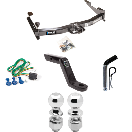 Fits 2003-2007 Chevrolet Silverado 3500 Trailer Hitch Tow PKG w/ 4-Flat Wiring Harness + Ball Mount w/ 6" Drop + Pin/Clip + 2" Ball + 2-5/16" Ball (For (Classic) Models) By Reese Towpower