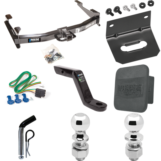 Fits 2003-2007 Chevrolet Silverado 2500 HD Trailer Hitch Tow PKG w/ 4-Flat Wiring Harness + Ball Mount w/ 6" Drop + Pin/Clip + 2" Ball + 2-5/16" Ball + Hitch Cover + Wiring Bracket (For (Classic) Models) By Reese Towpower