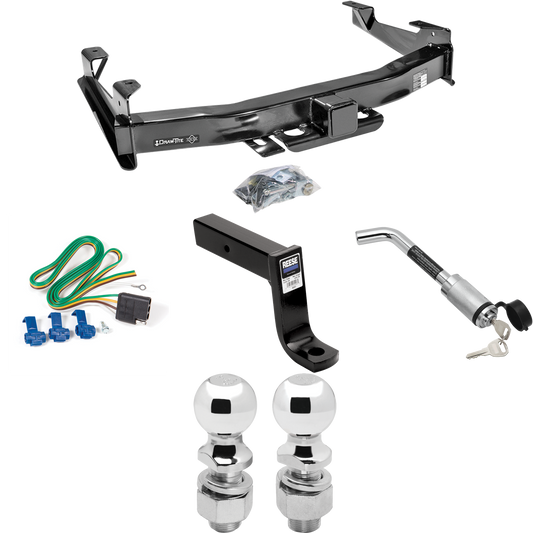 Fits 2001-2002 Chevrolet Silverado 2500 HD Trailer Hitch Tow PKG w/ 4-Flat Wiring Harness + Ball Mount w/ 7-3/4" Drop + Hitch Lock + 2" Ball + 2-5/16" Ball By Draw-Tite