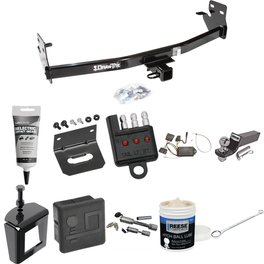 Fits 2007-2008 Isuzu i-290 Trailer Hitch Tow PKG w/ 4-Flat Wiring + Starter Kit Ball Mount w/ 2" Drop & 2" Ball + Wiring Bracket + Hitch Cover + Dual Hitch & Coupler Locks + Wiring Tester + Ball Lube + Electric Grease + Ball Wrench + Anti Rattle Devi