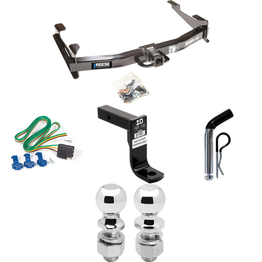 Fits 2001-2002 GMC Sierra 3500 Trailer Hitch Tow PKG w/ 4-Flat Wiring Harness + Ball Mount w/ 8" Drop + Pin/Clip + 2" Ball + 2-5/16" Ball By Reese Towpower