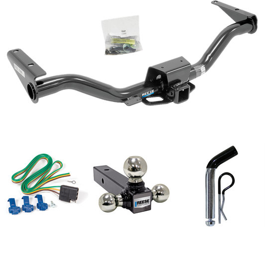 Fits 2015-2022 Chevrolet Colorado Trailer Hitch Tow PKG w/ 4-Flat Wiring + Triple Ball Ball Mount 1-7/8" & 2" & 2-5/16" Trailer Balls + Pin/Clip By Reese Towpower