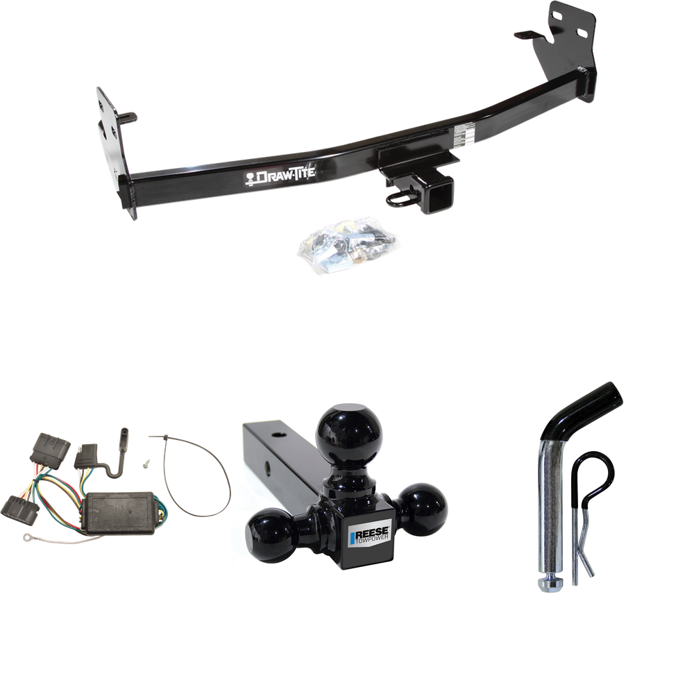 Fits 2007-2008 Isuzu i-290 Trailer Hitch Tow PKG w/ 4-Flat Wiring + Triple Ball Ball Mount 1-7/8" & 2" & 2-5/16" Trailer Balls + Pin/Clip By Draw-Tite