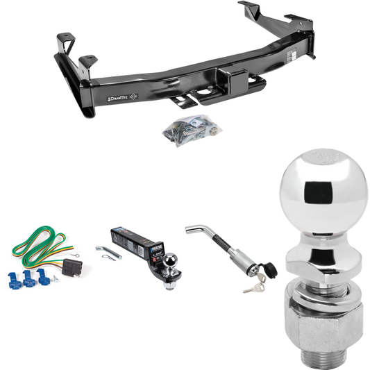 Fits 2003-2006 Chevrolet Silverado 3500 Trailer Hitch Tow PKG w/ 4-Flat Wiring Harness + Interlock Ball Mount Starter Kit 3" Drop w/ 2" Ball + Hitch Lock + 2-5/16" Ball + Hitch Lock (For (Classic) Models) By Draw-Tite