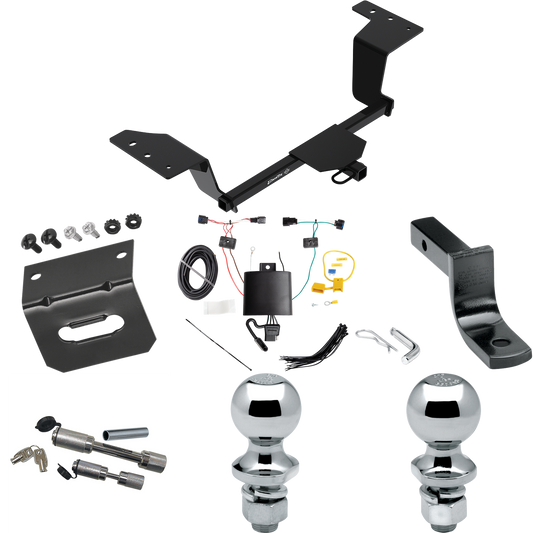 Se adapta al paquete de remolque con enganche de remolque KIA Forte 2019-2023 con arnés de cableado de 4 planos + barra de tracción + bola de 1-7/8" + 2" + soporte de cableado + enganche doble y cerraduras de acoplador (para modelos sedán) de Draw-Tite