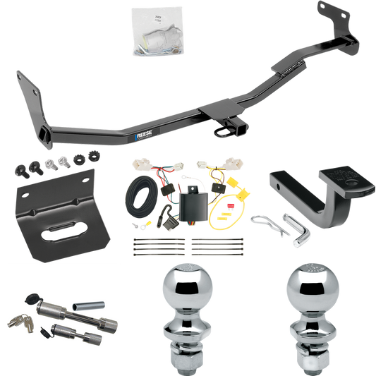 Se adapta al paquete de enganche de remolque KIA Forte 2014-2018 con arnés de cableado de 4 planos + barra de tracción + bola de 1-7/8" + bola de 2" + soporte de cableado + enganche doble y cerraduras de acoplador (para modelos sedán) de Reese Towpower