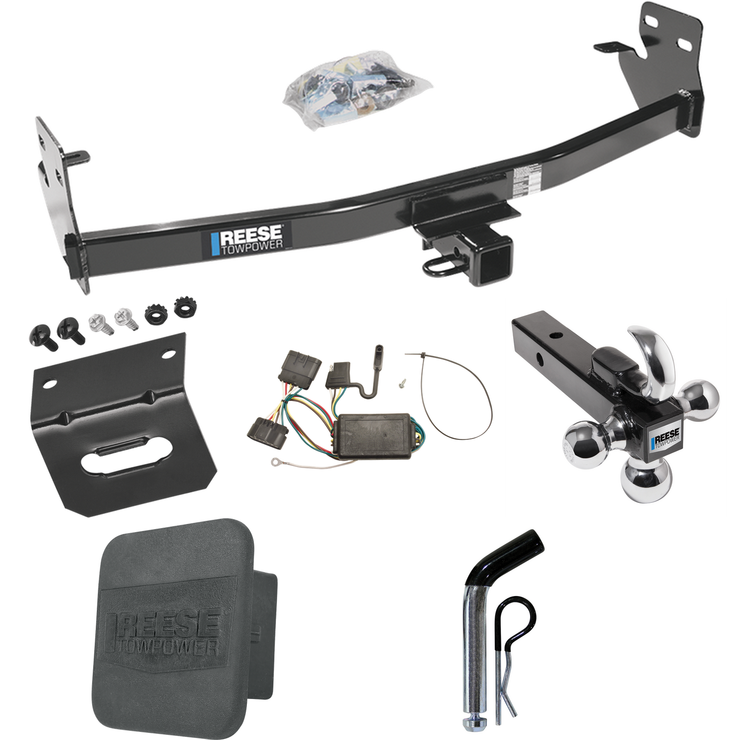 Fits 2006-2006 Isuzu i-280 Trailer Hitch Tow PKG w/ 4-Flat Wiring + Triple Ball Ball Mount 1-7/8" & 2" & 2-5/16" Trailer Balls w/ Tow Hook + Pin/Clip + Wiring Bracket + Hitch Cover By Reese Towpower