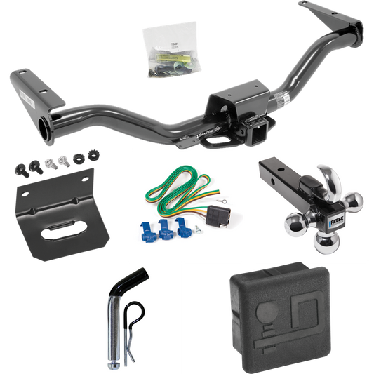 Fits 2015-2022 Chevrolet Colorado Trailer Hitch Tow PKG w/ 4-Flat Wiring + Triple Ball Ball Mount 1-7/8" & 2" & 2-5/16" Trailer Balls w/ Tow Hook + Pin/Clip + Wiring Bracket + Hitch Cover By Draw-Tite