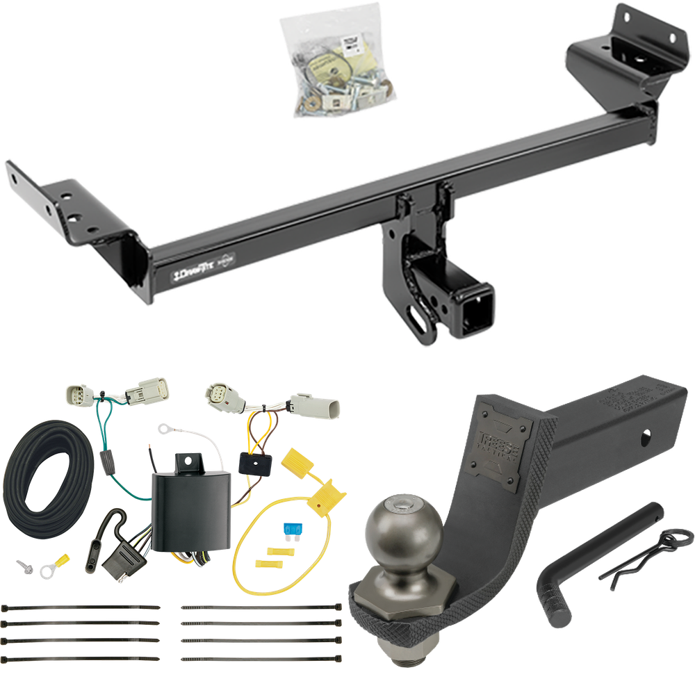 Fits 2016-2018 Lincoln MKX Trailer Hitch Tow PKG w/ 4-Flat Wiring + Interlock Tactical Starter Kit w/ 3-1/4" Drop & 2" Ball By Draw-Tite